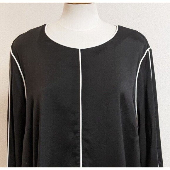 Women's UNIVERSAL STANDARD Black Viscose/Spandex Long Sleeve Blouse M/18-20 - Picture 8 of 16